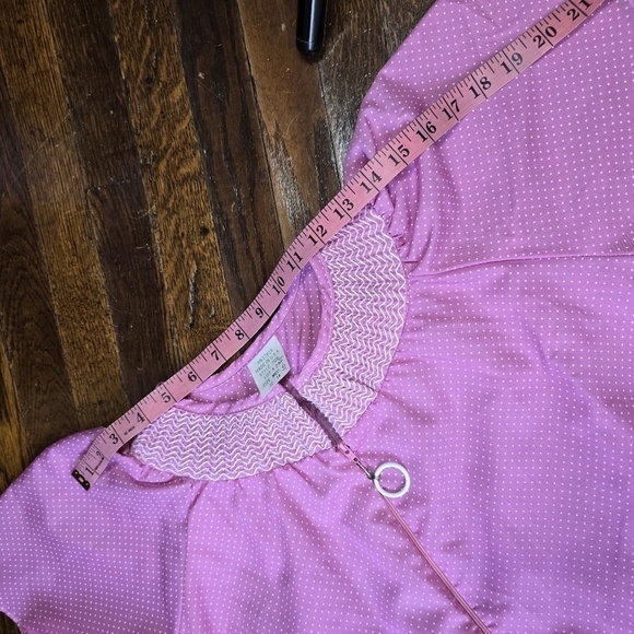 Deadstock Vintage 70s Pink Polka Dot Barbiecore Girly Night Gown House Dress - Picture 10 of 16